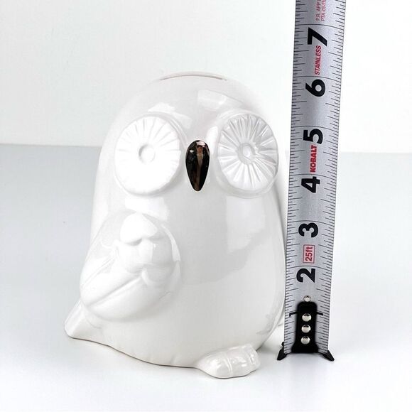 Pottery Barn Kids White Ceramic Owl Adorable Piggybank - Picture 8 of 9
